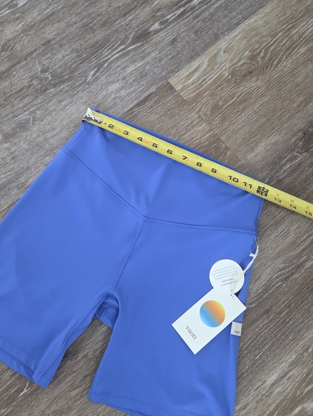 Vuori AllTheForm High-Rise Performance Bike Shorts Bright Iris NWT Athletic HTF - Picture 12 of 14